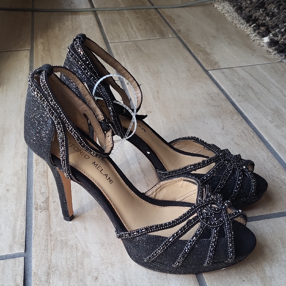 SALE--Antonio Melani Glitter Black Heels
